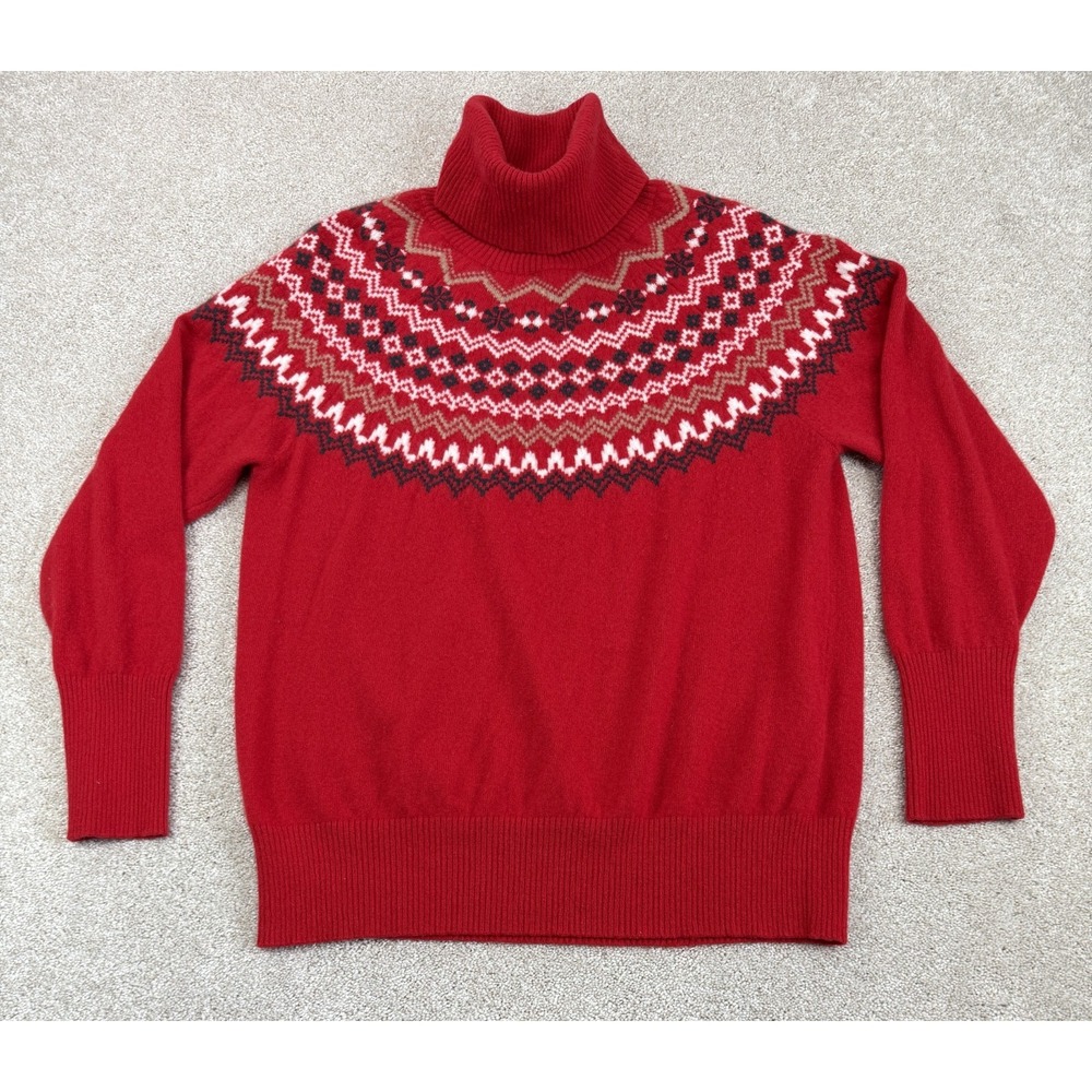 Cashmere Charter Club Luxury Women's LARGE 100% Cashmere Turtleneck Sweater Red